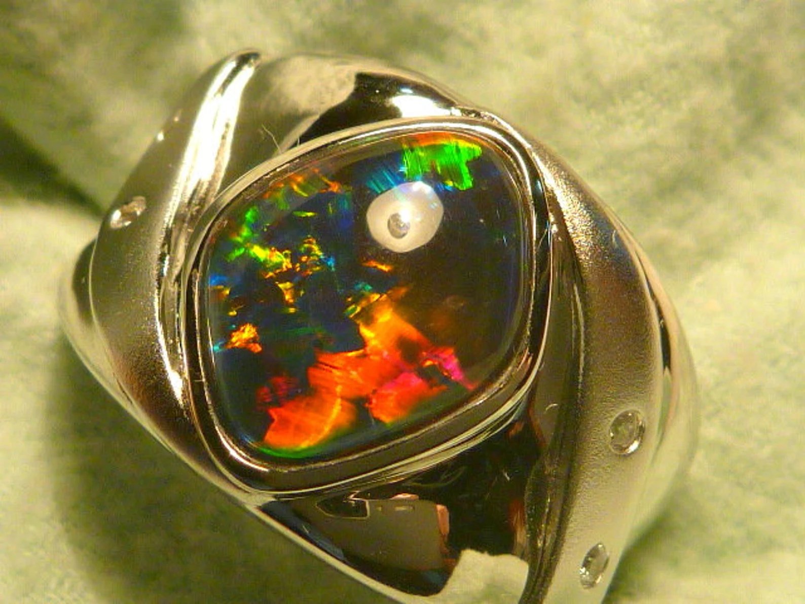Mens opal triplet ring — handcut by Geoff