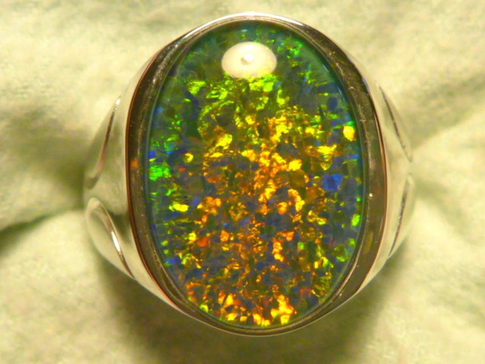 Mens oval opal triplet ring — handcut by Geoff
